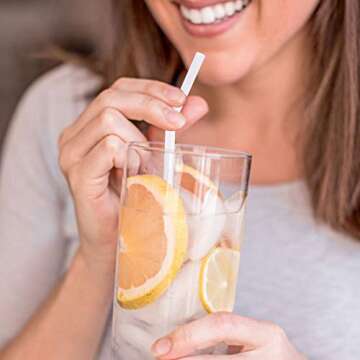 200 Count 100% Plant-Based Compostable Straws - Plasticless Biodegradable Flexible Drinking Straws - A Fantastic Eco Friendly Alternative to Plastic Straws