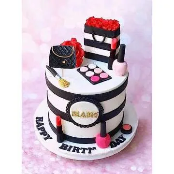 JeVenis Makeup Cake Decorations Spa Birthday Cake Topper Spa Party Supplies Salon Birthday Decoratio...