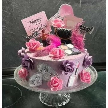 JeVenis Makeup Cake Decorations Spa Birthday Cake Topper Spa Party Supplies Salon Birthday Decoration