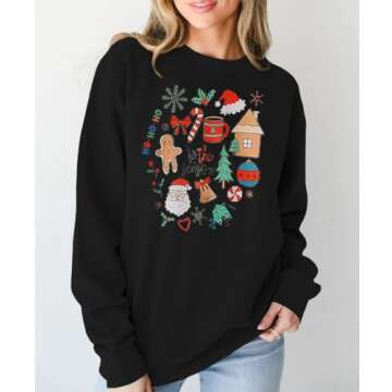 KEKEMI Women's Christmas Funny Graphic Sweatshirt