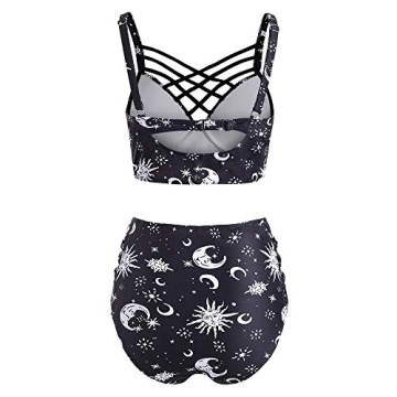 JMSUN Stylish Sun and Moon High Waisted Tankini Swimsuit