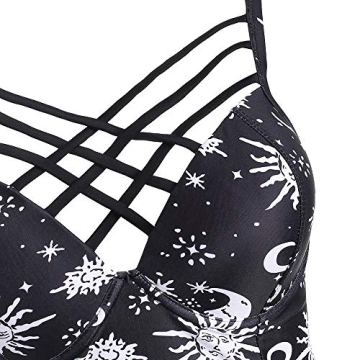 JMSUN Stylish Sun and Moon High Waisted Tankini Swimsuit
