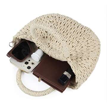 Freie Liebe Small Straw Purses Beach Woven Tote Bags for Women Summer Rattan Crossbody Bags Top Handle Handbags