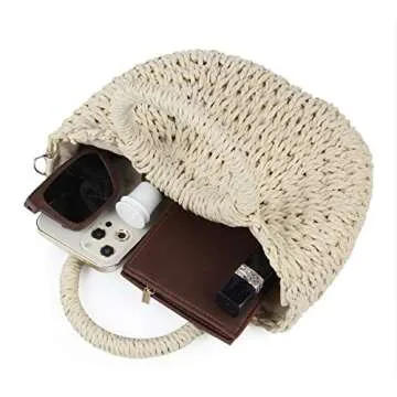 Freie Liebe Small Straw Purses Beach Woven Tote Bags for Women Summer Rattan Crossbody Bags Top Handle Handbags