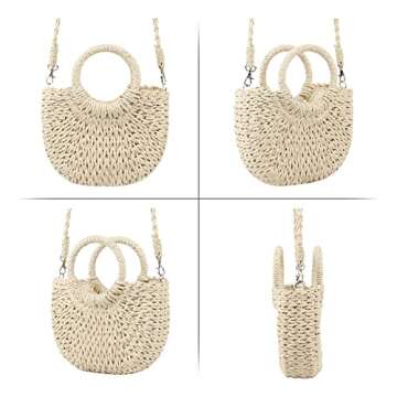 Freie Liebe Small Straw Purses Beach Woven Tote Bags for Women Summer Rattan Crossbody Bags Top Handle Handbags