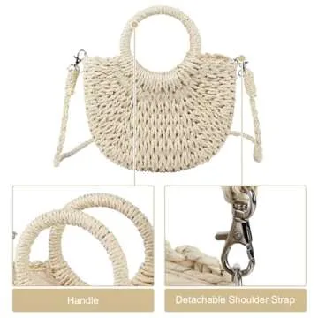 Freie Liebe Small Straw Purses Beach Woven Tote Bags for Women Summer Rattan Crossbody Bags Top Handle Handbags