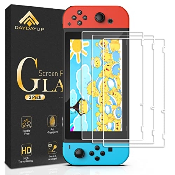Daydayup [3 Pack] Tempered Glass Screen Protector for Nintendo Switch - Transparent HD Clear Anti-Sc...