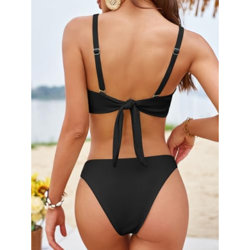 Stylish ZAFUL Underwire High Leg Ribbed Bikini Set