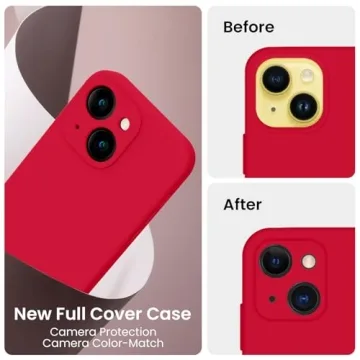 FireNova Designed for iPhone 14 Case, Silicone Upgraded [Camera Protection] Phone Case with [2 Screen Protectors], Soft Anti-Scratch Microfiber Lining Inside, 6.1 inch, Deep Red