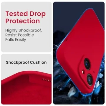 FireNova Designed for iPhone 14 Case, Silicone Upgraded [Camera Protection] Phone Case with [2 Screen Protectors], Soft Anti-Scratch Microfiber Lining Inside, 6.1 inch, Deep Red
