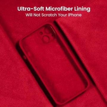 FireNova Designed for iPhone 14 Case, Silicone Upgraded [Camera Protection] Phone Case with [2 Screen Protectors], Soft Anti-Scratch Microfiber Lining Inside, 6.1 inch, Deep Red