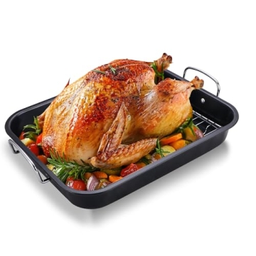 HONGBAKE Nonstick Roasting Pan for Perfect Roasts 16 x 11.5