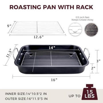 HONGBAKE Roasting Pan for Perfect Holiday Meals 16 x 11.5