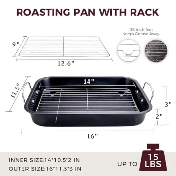 HONGBAKE Roasting Pan for Perfect Holiday Meals 16 x 11.5
