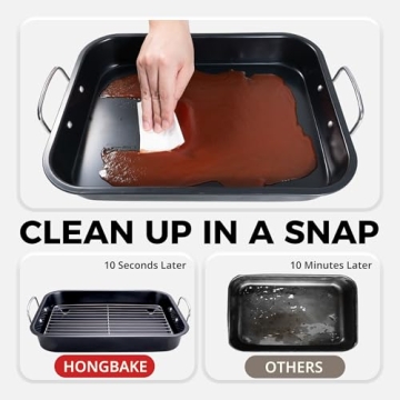 HONGBAKE Roasting Pan for Perfect Holiday Meals 16 x 11.5