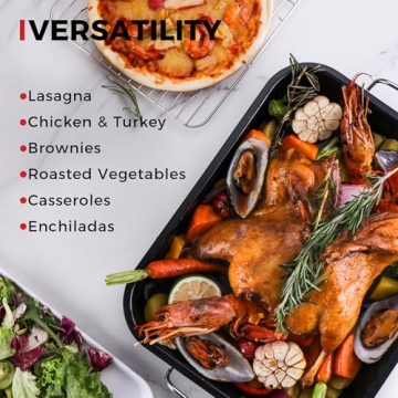 HONGBAKE Roasting Pan for Perfect Holiday Meals 16 x 11.5