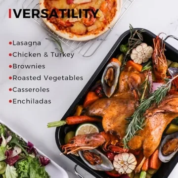 HONGBAKE Roasting Pan for Perfect Holiday Meals 16 x 11.5