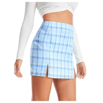 WDIRARA Women's Stylish High Waisted Denim Mini Skirt