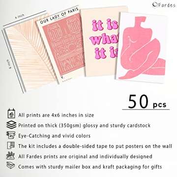 Blush Pink Room Decor Cute Prints for Teen Girls Bedroom, 50pcs Pink Wall Collage Kit Aesthetic Pict...