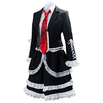 UU-Style Celestia Ludenberg Dress Cosplay Costume Halloween Suit Uniform (Black, Women:XXX-Large)