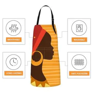 Britimes Apron Home Kitchen Cooking Baking Gardening for Women Men With Pockets African American Woman Girl Folk 32x28 inch