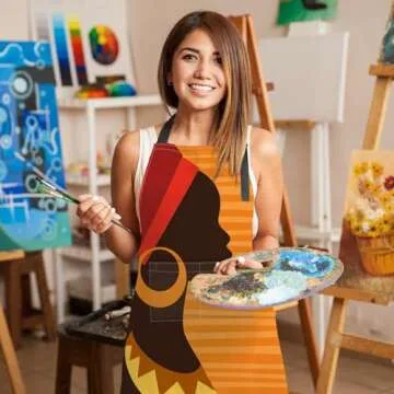 Britimes Apron Home Kitchen Cooking Baking Gardening for Women Men With Pockets African American Woman Girl Folk 32x28 inch