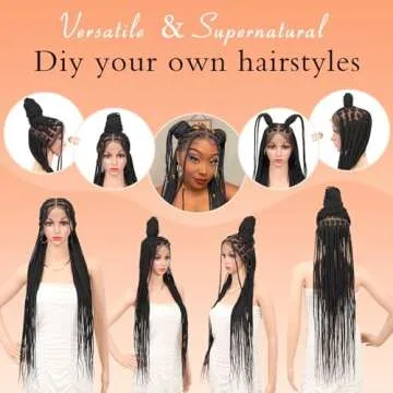 Brinbea 36" HD Lace Front Braided Wig for Women