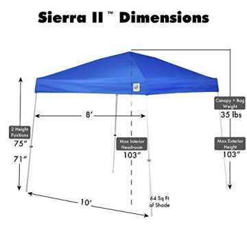 E-Z UP Sierra II Pop Up Canopy 10'x10' for Events