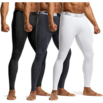 TSLA Men's Compression Pants with Cool Dry Fabric 3-Pack