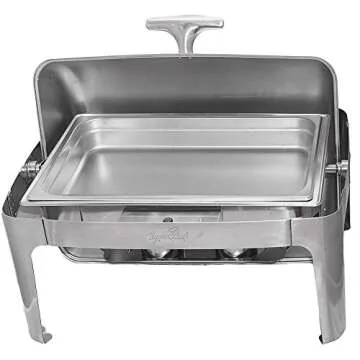 TigerChef Chafing Dish Buffet Set - Roll Top Chaffing Dishes Stainless Steel - 3 Chafer and Buffet Warmer Set with 6 Fuel Gel and 3 Plastic Tongs