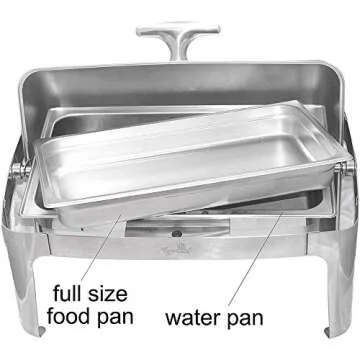 TigerChef Chafing Dish Buffet Set - Roll Top Chaffing Dishes Stainless Steel - 3 Chafer and Buffet Warmer Set with 6 Fuel Gel and 3 Plastic Tongs