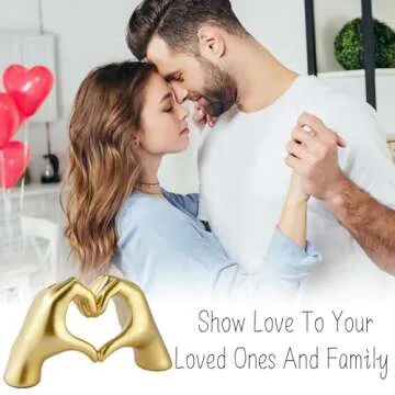 Christmas Decorations Indoor, Heart Hands Sculpture, Gold Figurines Christmas Tabletop Decor for Cabinet Mantel Shelves Fireplace Home Decor Love Sign Art Statues