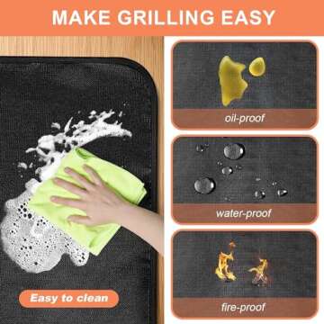 Lingtuo Under Grill Mats for Outdoor Grill,Fire Pit Mat,Double-Sided Fireproof Deck and Patio Protector Mat, Waterproof Oil-Proof Grill Floor Pads Fireplace Mat Rug (Grill mat)