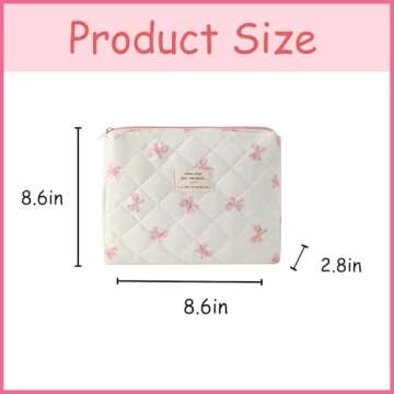 uekeboag Quilted Cotton Makeup Bag,Coquette Quilted Toiletry Bag for Women and Girls,Floral Coquette...