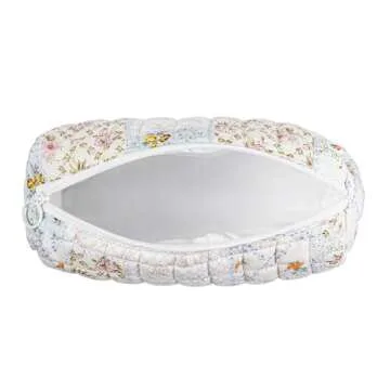 Cute Quilted Cotton Makeup Bag for Women—Floral Design