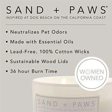 Sand + Paws Scented Candle - Pumpkin Harvest - Luxurious Air Freshening Jar Candles Neutralize pet Odors and Enhance Home décor – 100% Cotton Lead-Free Wicks - 12 oz