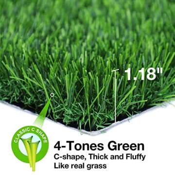 GLOBREEN Soft Artificial Grass Mat 36 x 24 Inch, Pet Friendly Fake Grass Turf Rug for Dogs, Patio, D...