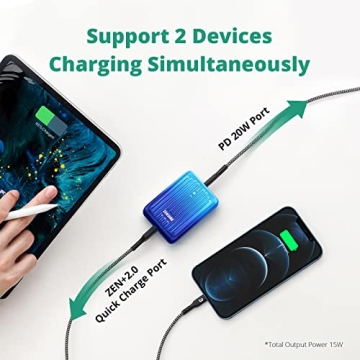 Zendure Power Bank 10000mAh Mini Portable Charger Battery Pack PD 20W Power Delivery Quick Charge 3.0 USB C External Battery for iPhone, Tablet, Samsung, Switch and More