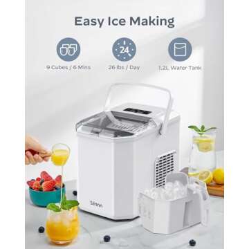 Silonn Ice Maker Countertop, Portable Ice Machine with Carry Handle, Self-Cleaning Ice Makers with B...