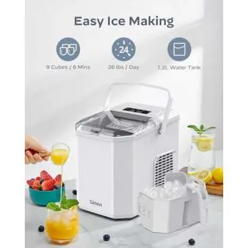 Silonn Ice Maker Countertop, Portable Ice Machine with Carry Handle, Self-Cleaning Ice Makers with B...