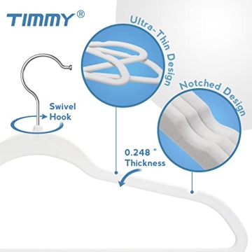 TIMMY Velvet Hangers 50 Pack Non-Slip Space Saving