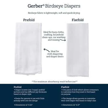 Gerber 10 Pack Flatfold Birdseye Diaper