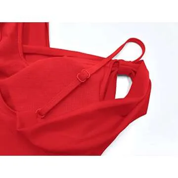 SHEKINI Womens Elegant One Piece Swimdress Tummy Control Crossover Skirted Swimsuit (Red, Medium)