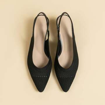 youngshow Women's Slingbacks Pumps Comfortable Closed Toe Pumps Shoes Women Low Heel Slip On Casual ...