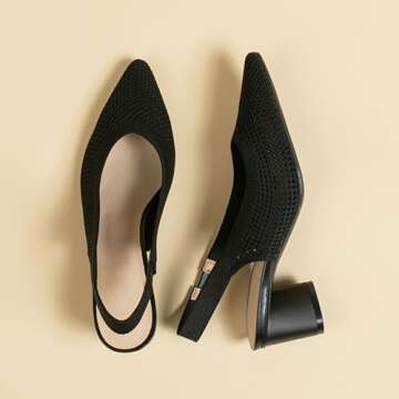 youngshow Women's Slingbacks Pumps Comfortable Closed Toe Pumps Shoes Women Low Heel Slip On Casual Work Office Dress Shoes 9.5