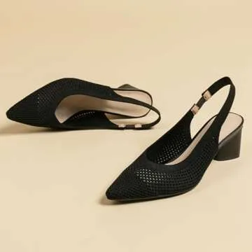 youngshow Women's Slingbacks Pumps Comfortable Closed Toe Pumps Shoes Women Low Heel Slip On Casual Work Office Dress Shoes 9.5