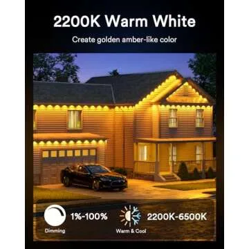 Lumary Permanent Outdoor Lights 100ft with 78 LED Lights, RGBAIWW Smart Eaves Lights IP65 Waterproof, Year-Round Outdoor Lighting for Halloween, Christmas, Holiday, Party, APP/Voice/Remote/Control