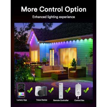 Lumary Permanent Outdoor Lights 100ft with 78 LED Lights, RGBAIWW Smart Eaves Lights IP65 Waterproof, Year-Round Outdoor Lighting for Halloween, Christmas, Holiday, Party, APP/Voice/Remote/Control