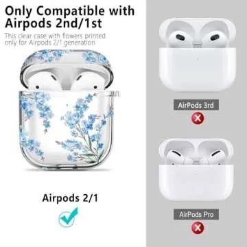 Wonjury Protective Clear Floral Case Cover with Cleaner Kit Portable Shockproof Women Girls with Key...