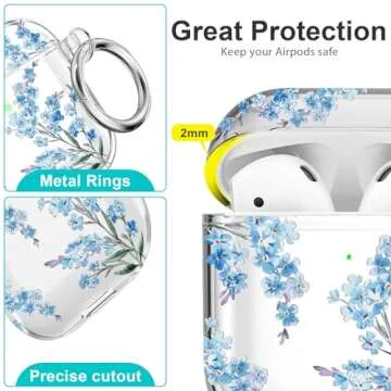 Wonjury Cute Floral AirPods 1/2 Case Cover with Keychain